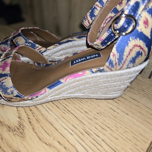 Women's Nine West Jeranna Wedge Heel Espadrilles Sandals Mutli color 9.5 US GUC - Picture 9 of 11